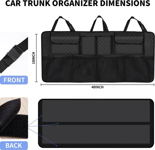 Vista 2 de Organizador y almacenamiento para maletero de automóvil, accesorios de almacenamiento colgantes para asiento trasero de gran capacidad, organizador