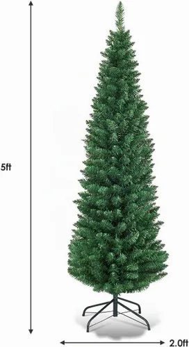 Vista 5 de ERGOMASTER Árbol de Navidad de lápiz de 6 pies, árbol de Navidad artificial delgado con 400 puntas de ramas de PVC, soporte de metal resistente
