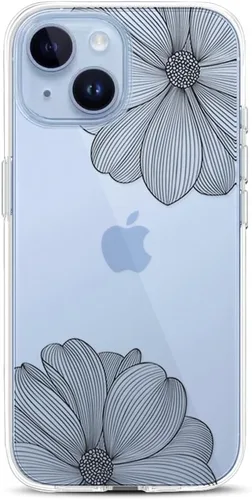 Vista 15 de Compatible con iPhone 15, funda transparente de encaje negro floral a prueba de golpes, parte trasera dura, delgada, bonita funda transparente