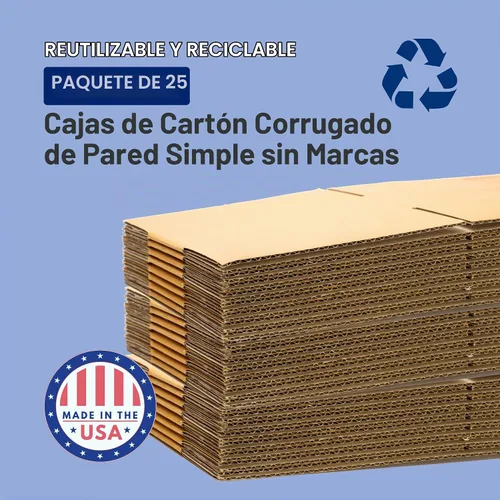 Vista 3 de Selecciona un tamaño: Caja de EE. UU., cajas planas., Kraft, 25