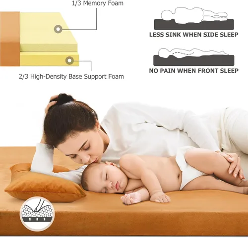 Vista 2 de Willpo CertiPUR-US Memory Foam Camping Mattress with Travel Bag and 2 Interchangeable Covers, Lightweight Portable Sleeping Pad for Tents, Guest