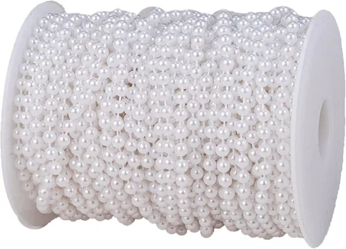 Vista 17 de Guirnalda de cuentas de perlas sintéticas para manualidades de 4mm rollo de hebra de perlas para decorar centros de mesa florales favor de fiesta