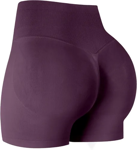 Vista 28 de ATHVOTAR Pantalones cortos de gimnasio para entrenamiento para mujeres, cintura alta sin costuras que levantan y fruncen los glúteos, pantalones