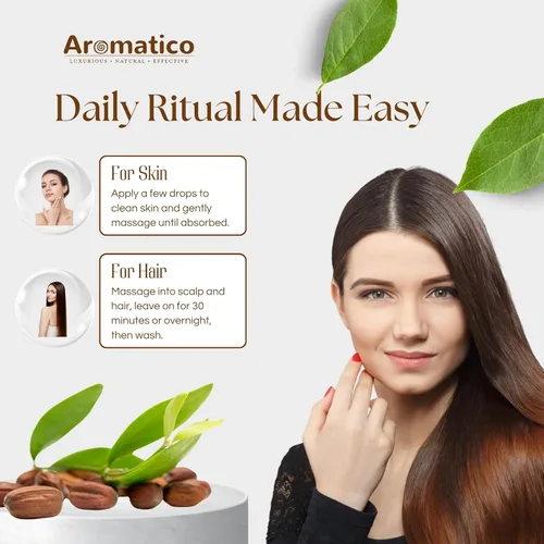 Vista 4 de Aromatco 100% Pure Jojoba Oil, Cold Pressed, Lightweight Carrier Oil for Hair, Face, Body & Scalp, All Skin Types, 3.38 fl oz