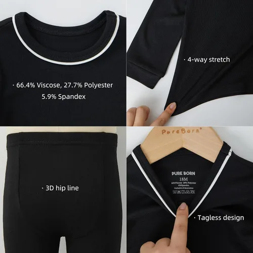 Vista 5 de pureborn Baby Pajamas Set Pjs - Kids Toddler Boy Girl Long Sleeve Snug Fit Cotton Sleepwear 2pcs 18M-7Y