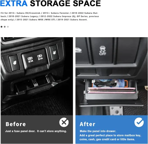 Vista 8 de Auovo Moldura interior para Subaru Forester accesorios 2019 2020 2021 2022 2023 2024 bandeja portavasos, insertos forros, organizador de consola