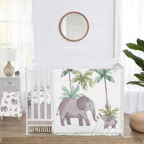 Vista 10 de Sweet Jojo Designs Gris y blanco bohemio elefante bohemio niño niña género neutro unisex bebé cuna juego de ropa de cama infantil habitación manta