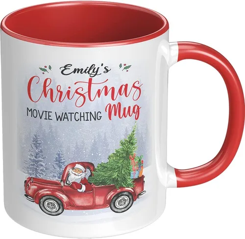 Vista 8 de This is My - Taza personalizada para ver películas navideñas. Divertida taza de café y cacao. Bonita taza vintage para amantes del cine, regalo