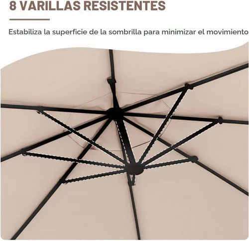 Vista 7 de Grand Patio 9x12 pies Sombrilla voladiza con base y funda para exterior, sombrilla rectangular de aluminio para terraza y jardín (Champán, 9x12 pies)