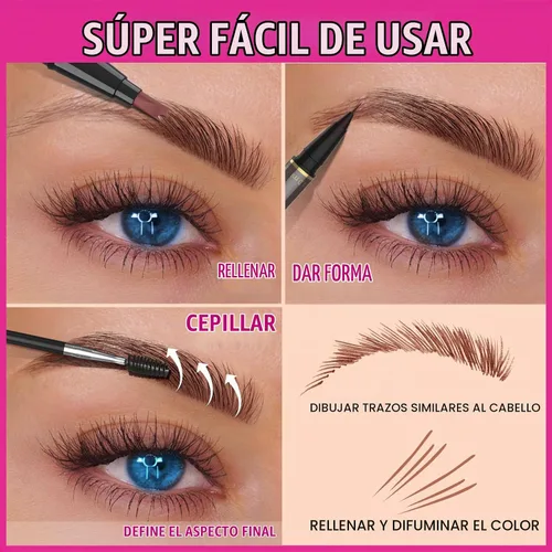 Vista 5 de iMethod Lápiz de microblading para cejas - Lápiz para cejas 2 en 1 de doble punta con aplicador de punta de micro-horquilla de 3 puntas y punta