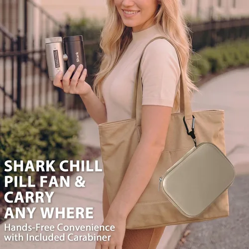 Vista 2 de Hard Carrying Case Compatible with Shark ChillPill Fan Accessories Latte