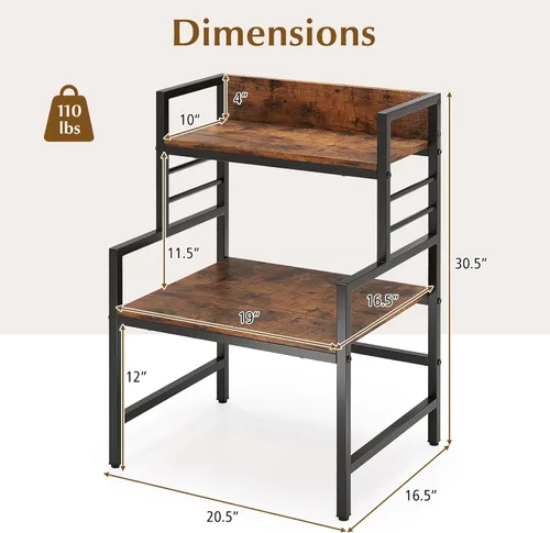 Vista 5 de Giantex Soporte de Microondas de 3 Niveles, Estante para Horno de Microondas que Ahorra Espacio con 2 Estantes Abiertos y Marco de Metal Resistente