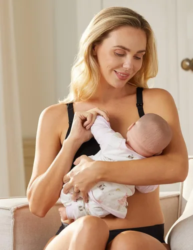 Vista 6 de HOFISH Sujetador de lactancia de maternidad para lactancia materna, embarazo, cuello en V profundo, camiseta sin varillas, con extensores y clips