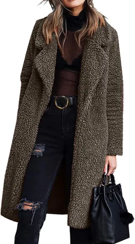Vista 4 de SNKSDGM Sudaderas de forro polar de pelo sintético de manga larga para mujer, con cremallera completa, a la moda, holgada, suave, abrigo