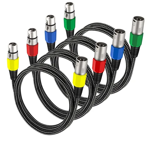 Vista 22 de Cable XLR de 3 pies/2 unidades, cable de micrófono Nylong trenzado equilibrado XLR macho a hembra, cables de conexión de micrófono de alta
