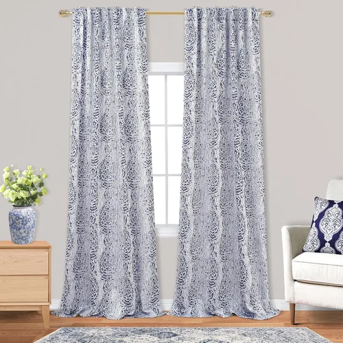 Vista 25 de Mrs.Naturall Cortinas Doradas de Lujo para Dormitorio, Cortinas con Patrón de Medallón Damasco para Cocina Baño Sala de Estar 63 Pulgadas de Largo