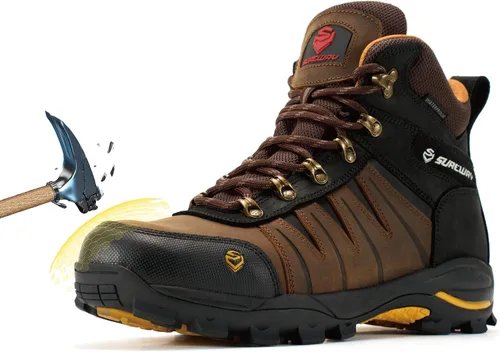 Vista 11 de SUREWAY Men's 6" Waterproof Work Boots - Soft Toe,Leather Lace Up,EH Rated, Slip Resistant Outsole for Construction, Roofing & Hunting Work Boots