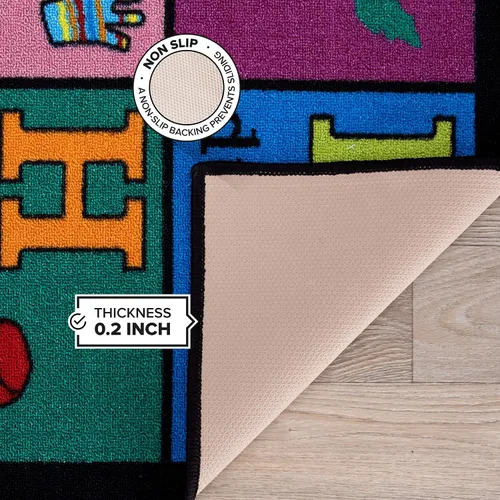 Vista 7 de Rugshop Alfombra antideslizante para niños con alfabeto educativo (no deslizante), 3 pies 3 pulgadas x 4 pies 7 pulgadas, multicolor
