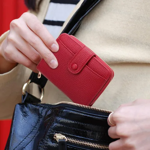 Vista 6 de veniee Cartera de tarjetas para mujer con tarjetero y organizador de tarjetas de crédito, Rojo -, Cartera con tarjetero