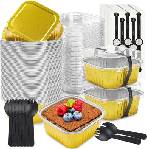 Vista 13 de NPLUX Mini moldes para pasteles de Halloween, 50 onzas, color oro negro