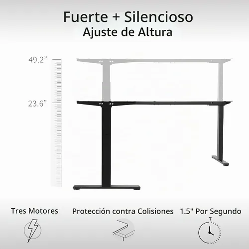 Vista 3 de VIVO Marco de escritorio eléctrico negro de esquina de 3 patas, DESK-V130EB