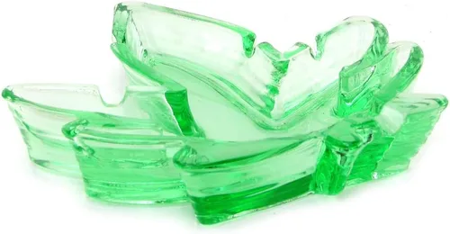 Vista 2 de Kheper Games Cenicero en forma de hoja de vidrio verde, accesorio decorativo de mesa para fumar de 5 pulgadas