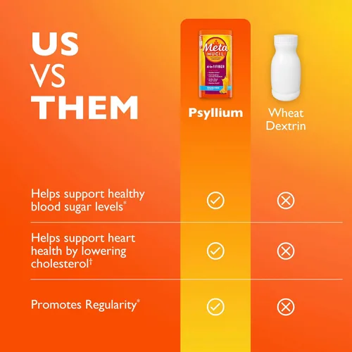Vista 13 de Metamucil 4-en-1 suplemento de fibra de cáscara de psyllium, sin azúcar, 180 cucharaditas, sabor a naranja, polvo de fibra diaria para la salud
