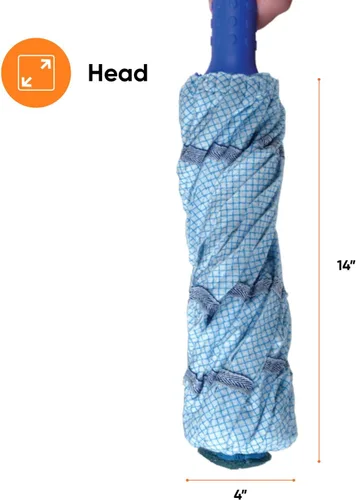 Vista 2 de Superio Trapeador de algodón para suelos de madera dura, autoescurridor, uso comercial/industrial de alta resistencia con mango de aluminio, azul