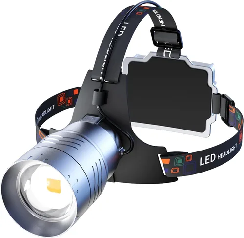 Vista 10 de Luces de Caza de Mapaches, Faro LED de Alta Potencia con Reflector, Linterna Frontal Impermeable Súper Brillante Recargable con Sensor de Movimiento