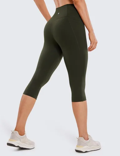 Vista 2 de CRZ YOGA Womens Butterluxe Workout Capri Leggings with Pockets 17 Inches - High Waisted Crop Gym Yoga Pants Buttery Soft