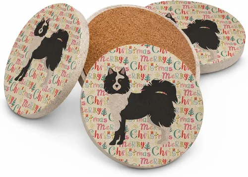 Vista 205 de Abyssinian Sand Terrier Merry Christmas - Posavasos grandes de piedra arenisca (4 unidades)