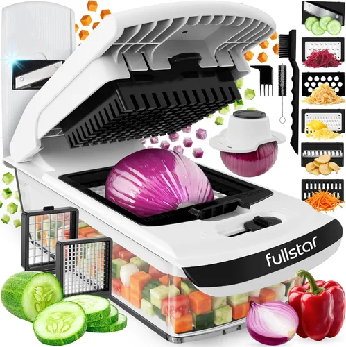 Vista 15 de Fullstar The Original Pro Chopper - Picador de verduras y espiralizador, picador de alimentos con recipiente, rebanador de frutas, accesorios