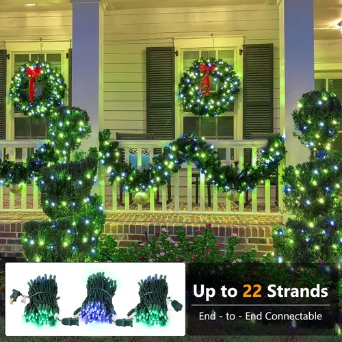 Vista 2 de Brizled - Luces de Navidad LED azules y verdes, 10 metros, 100 luces de 5 mm de ancho de ángulo, mini luces de árbol conectables, UL listadas