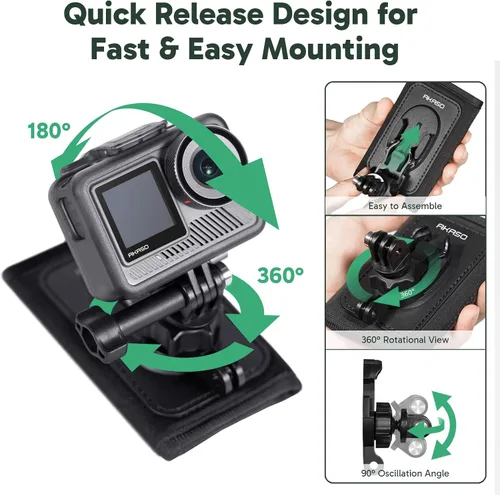 Vista 2 de AKASO EK7000 Pro Action Cámara con tarjeta MicroSDXC U3 y mochila de liberación rápida para correa de hombro Kit de accesorios de montaje