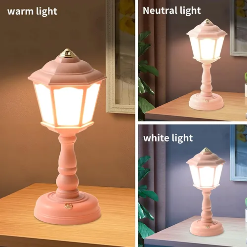 Vista 3 de Mini lámpara de escritorio vintage, lámpara de escritorio LED, lámpara de mesa regulable, lámpara de lectura con puerto de carga USB, control