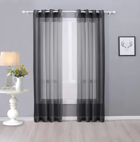 Vista 14 de Interior Trends Ariana - Juego de 2 cortinas de gasa transparente totalmente cosida con ojales (63 pulgadas de largo, beige)