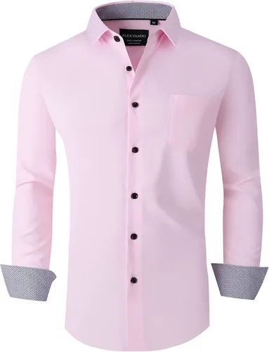Vista 38 de Alex Vando - Camisa para hombre de manga larga con ajuste regular 06 negro