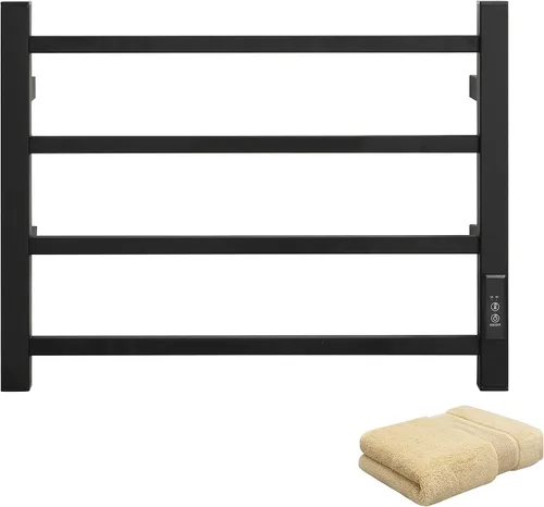 Vista 15 de KEG Calentador de toallas montado en la pared con temporizador incorporado 4 barras de acero inoxidable eléctrico calentado toallero para baño