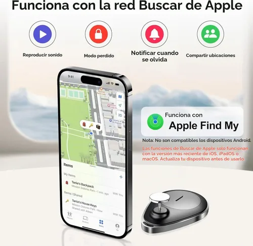 Vista 4 de Utag - Rastreador GPS para niños, paquete de 2 unidades, rastreador Bluetooth funciona con Apple Find My (solo iOS), impermeable, modo perdido, sin
