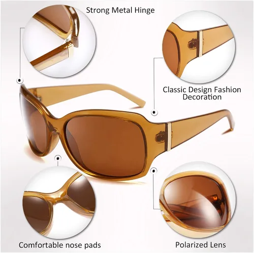 Vista 6 de FEISEDY clásico de gran tamaño polarizado gafas de sol mujeres Wrap Square Shades B2504