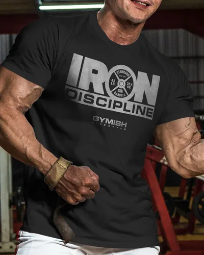 Vista 2 de Gymish Lifestyle Iron Discipline - Camiseta de entrenamiento de gimnasio para hombre, camiseta motivacional