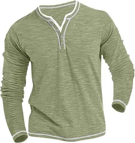 Vista 7 de Mens Big and Tall Long Sleeve Shirts Casual Stylish Button Up T Shirt Slim Fit Solid Work Pullover Trendy Clothes