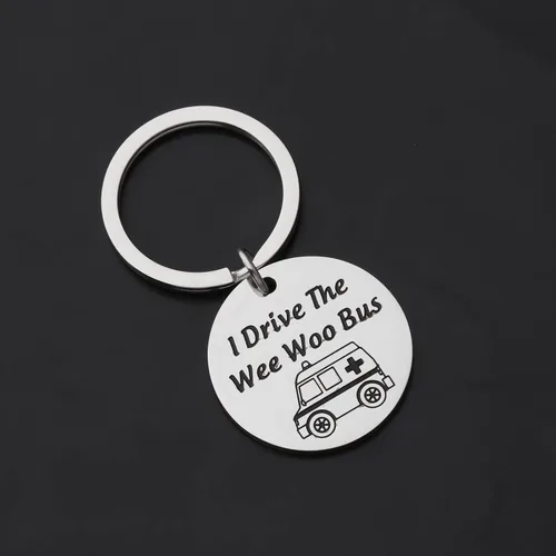 Vista 3 de FAADBUK Llavero de conductor de ambulancia, regalo de respuesta I Drive The Wee Woo Autobús de emergencia para vehículo de emergencia, regalo