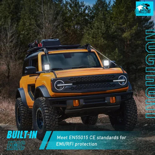 Vista 7 de Nilight Focos LED 2 PCS 3 Pulgadas 9LED Haz de Inundación Súper Delgados Cuadrados Luces de Conducción Lateral Offroad para Zanjas con EMC Integrado