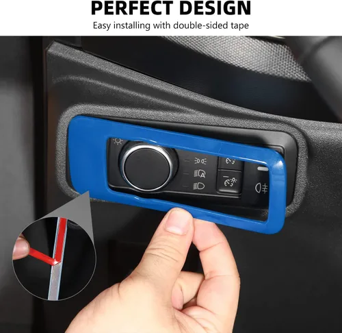 Vista 5 de RAZPOY Cubierta de botón del interruptor de faros para accesorios Ford Bronco 2021-2025 Azul