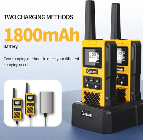 Vista 8 de Gaswei G1pro IP67 Walkie Talkies impermeables FRS para adultos de largo alcance, recargables con vibración, radios bidireccionales de emergencia