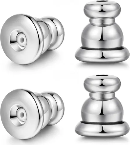 Vista 9 de Respaldos de Aretes para Pendientes, Respaldos de Aretes Tipo Bala de Oro 18K Repuestos para Pendientes/Orejas Caídas, Cierres de Seguridad