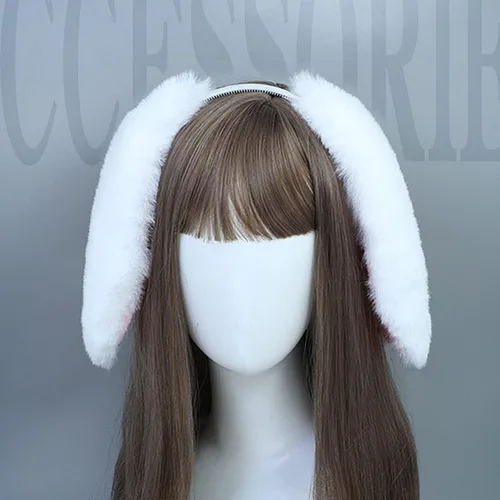Vista 3 de Faylay Diadema peluda con orejas de conejo para mujer, accesorios de fiesta