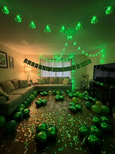 Vista 6 de Guirnalda de luces de trébol, 8.5 pies, decoración del día de San Patricio con 10 luces de trébol, luces de hadas de trébol conectables