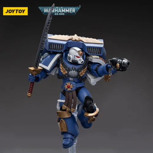 Vista 4 de JOYTOY Warhammer 40,000 Figura de acción Ultramarines Vanguard Veteran Sergeant Collection modelo de anime, 1/18 Warhammer 40K, 4 pulgadas, unisex